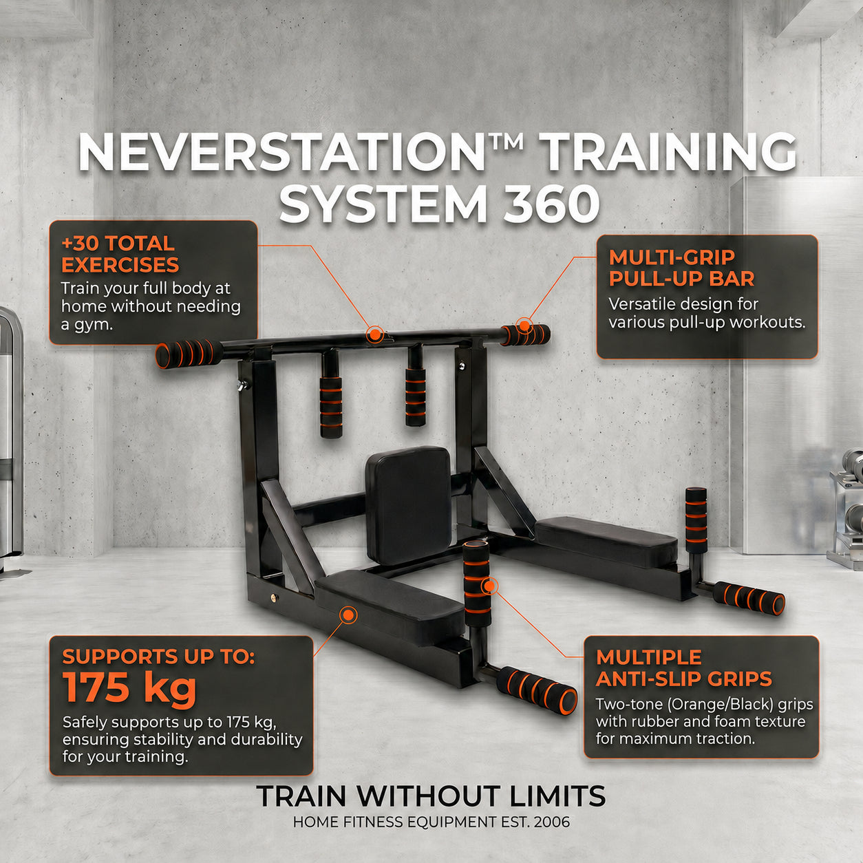 Upgrade New Horizontal Bar Wall Pull-ups For Home Gym