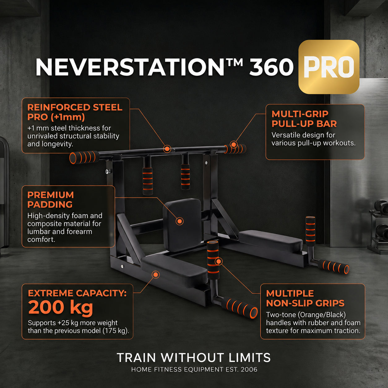 Upgrade New Horizontal Bar Wall Pull-ups For Home Gym