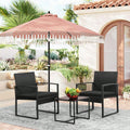 3 Pieces Patio Bistro Set, Wicker Outdoor Patio Furniture Set, Modern Rattan Patio Chairs With Coffee Table, Patio Conversation Sets For Balcony, Front Porch, Garden, Poolside